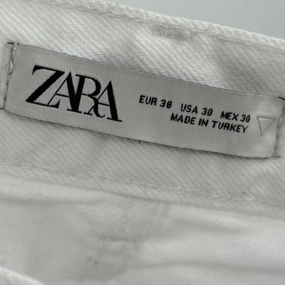 Zara White Distressed Cotton Bermuda Shorts - Picture 8 of 11